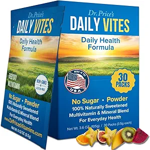 [BRSWIFQLAYCGYETA] Dr. Price's Vitamins Multivitamin for Women and Men - Supplement Powder Packs - 30 Packets - B Complex Vitamin Supplement - Daily Vites - Minerals for Water - No Sugar, Non GMO, Gluten Free Drink Mix
