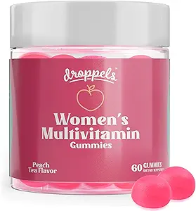 [BRSWYBAYPIJR6FLP] Droppels Women's Multivitamin Gummies with Folic Acid, Vitamins A, D, C, E, K, B6, B12, Biotin & More | Vegan, Non-GMO & Pectin-Based Daily Vitamins for Women | Peach Tea Flavor, 60 Count