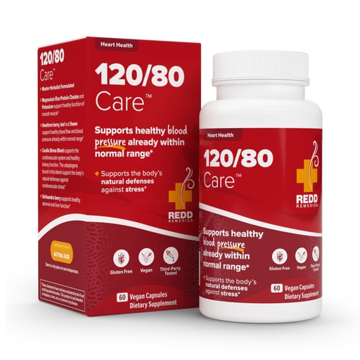 [BRSWIEAKCJ5GO3YZ] Redd Remedies, 120/80 Care, Heart Health and Natural Blood Pressure Support, 60 Vegan Capsules