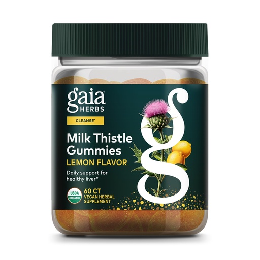 [BRSRAZQKBF6B6YDL] Gaia Herbs Milk Thistle Gummies - Herbal Supplement with Antioxidant Support for Liver Health* - Lemon Flavored - 60 Vegan Gummies (30 Servings)