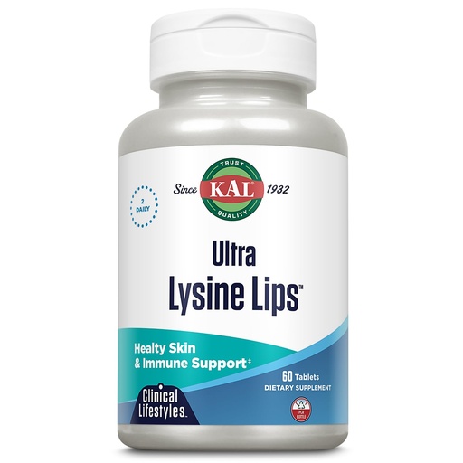 [BRSWIYAPBB4R63IZ] KAL Ultra Lysine Lips Supplement Tablets - 1500 mg of L-Lysine per Serving, Contains Essential Vitamin C, Red Marine Algae, & Zinc, Healthy Immune and Skin Support for Men and Women - 60 Count Tablets