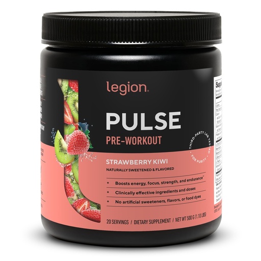 [BRSWGCYEOAMBECTL] LEGION Pulse Pre Workout - All Natural Nitric Oxide Preworkout Drink to Boost Energy, Creatine Free, Naturally Sweetened, Beta Alanine, Citrulline, Alpha GPC (Strawberry Kiwi)