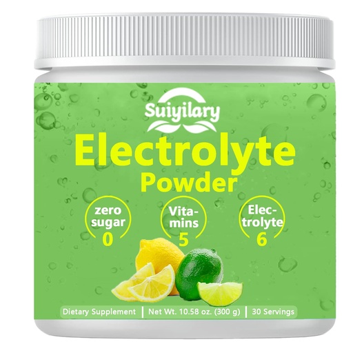 [BRSRAATRCUGQ2ET6] Suiyilary Electrolytes Powder No Sugar, Electrolyte Drink Mix, 5 Vitamins & 6 Electrolytes, Keto Friendly, Potassium & Salt, Sugar Free Hydration Powder, Lemon Flavour 300g