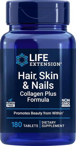 [BRSROALRPIIWKCQV] Life Extension Hair, Skin & Nails Collagen Plus Formula, 180 Tablet