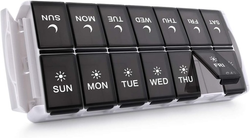 [BRSWYZ3YDJYGKD3U] TookMag Weekly Pill Organizer 2 Times a Day, Easy Fill Medicine Pill Organizer AM PM Pill Case, Large Capacity 7 Day Pill Box for Pills/Vitamin/Fish Oil/Supplements (Patent Registered)
