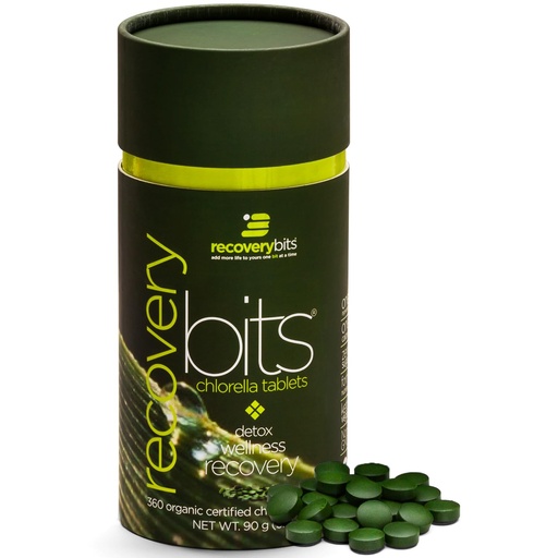 [BRSRMHTRBUBWCYAZ] RECOVERYbits - Organic Chlorella Tablets - Plant-Based Algae Superfood - Chlorophyll - Cracked Cell Wall - Energy - Immune System - Detox - Keto - Vegan - Non-GMO - Small Canister - 360 Tablets