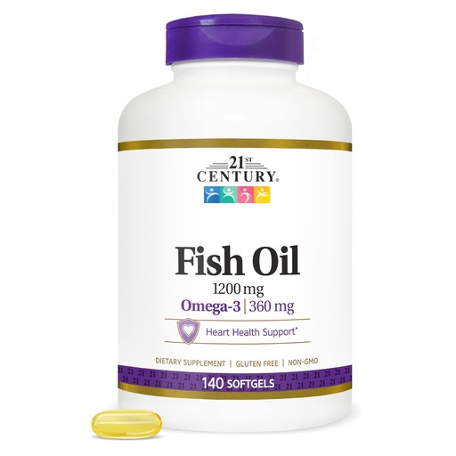 [BRSWIZQCOB7GEALA] 21st Century Fish Oil 1200 mg Softgels, 140 Count