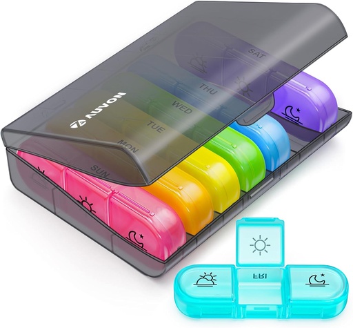 [BRSW2FILAEIREYIU] AUVON Weekly Pill Organizer 3 Times a Day, Large 7 Day Pill Box 3 Times a Day with Separate Container, Portable Pill Case for Medication, Vitamins, Fish Oil and Supplements