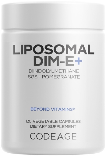 [BRSRMCT5CINAMEY3] Codeage Liposomal DIM Supplement - 4 Months Supply of DIM Vitamins and SGS, Pomegranate, Broccoli, Vitamin E Isomers Tocopherols Alpha Beta Gamma Delta - Liposomal Formula - Gluten-Free - 120 Capsules