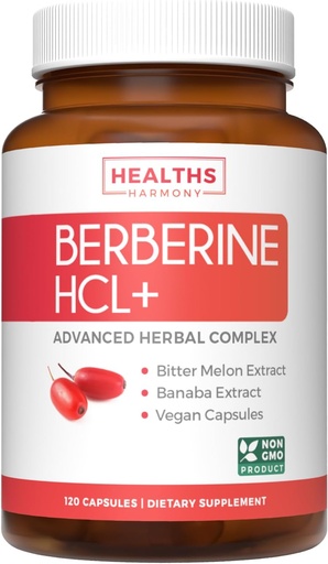 [BRSRO23YCUNGK2Y6] Integratore di Berberina (non OGM & Vegetariano) Berberina HCL Plus Bitter Melon & Banaba Leaf Extract Capsules - Berberina 500mg Ogni, 1000mg Per Serve - AMPK Metabolic Activator - 120 Caps (No Pillole)