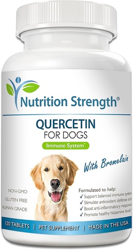 [BRSW2HAQBV7A23LJ] Quercetina para perros con bromelaina para apoyar el sistema de inmunológico equilibrado, promover el alivio inflamatorio " Actividad antioxidante, quercetina para alergias a perros, 120 tabletas chewable