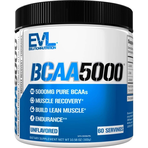 [BRSWKZDQBABQ42AZ] Evlution EVL BCAAs Amino Acids Powder - BCAA Powder Post Workout Recovery Drink and Stim Free Pre Workout Energy Drink Powder - 5g Branched Chain Amino Acids Supplement for Men - Unflavored Powder