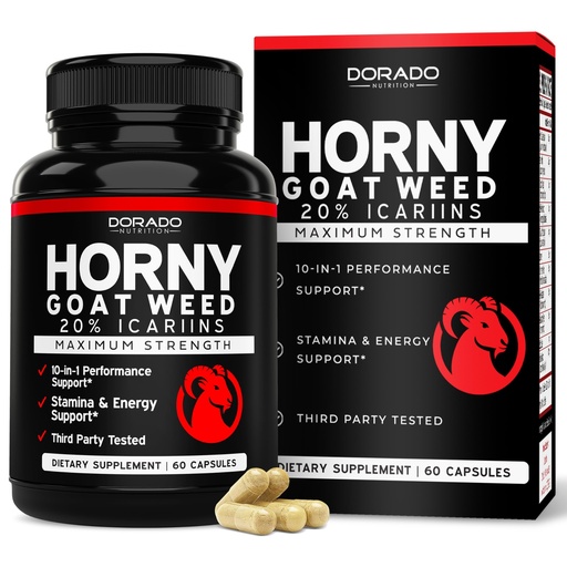 [BRSROZA6AV4AOHT7] Horny Goat Weed For Men and Women - [20% Icariins Max Strength] - Stamina, Endurance, Circulation, Joint & Back Support - Maca Root, Ginseng, Yohimbine, Tribulus, L-Arginine - USA Made - 60 Count