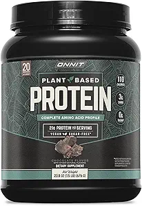 [BRSW22T7O56A2HTP] ONNIT Plant-Based Protein Powder, Vanilla Flavor, 20g Protein per Serving, Vegan and Dairy Free Dietary Supplement with 20 Servings per Tub, 21.9 oz