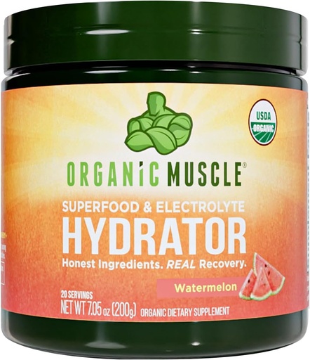 [BRSWGEDRCUOWAYLH] Organic Muscle Hydrator | Natural Electrolyte Powder for Peak Performance & Recovery - Watermelon Flavor, 20 Servings