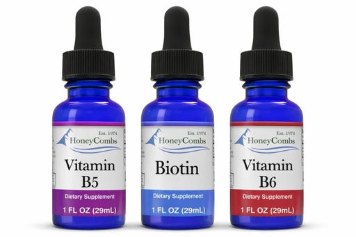 [BRSRAYI2O4CWMFD4] HoneyCombs Vitamin B5 Biotin B7 + Vitamin B6 Liquid Drops Bundle – Liquid Vitamin B Complex Supplement – B5 Pantothenic Acid B6 Pyridoxine Biotin Drops – Energy Support Liquid Vitamins – Alcohol Free,