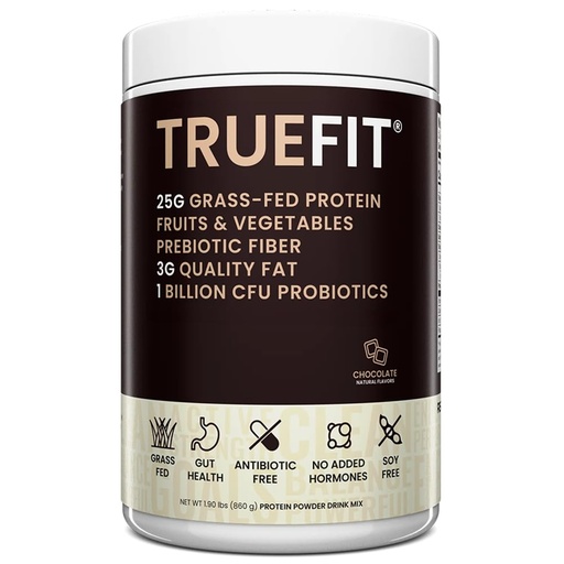 [BRSWGFAKCEMB63AZ] TrueFit High Fiber Protein Powder, Grass-Fed Whey Meal Replacement Shake with Prebiotics, Probiotics, & Organic Superfoods, Keto Friendly, Gluten Free