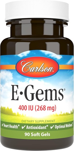 [BRSWIYILOAMWA23A] קרלסון- E-Gems, 400 IU (268 מ"ג), Heart Health & Optimal Wellness, Antioxidant, 90 ג'לים רכים