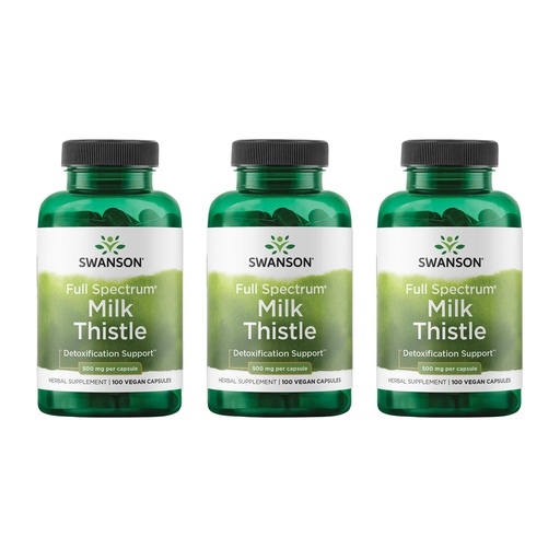 [BRSWIFYDCABBW3QV] Swanson Full Spectrum Milk Thistle Liver Health Supplement for Adults Seeking Natural Detoxification and Antioxidant Support - 500 mg (100 Vegan Capsules, 3 Pack)