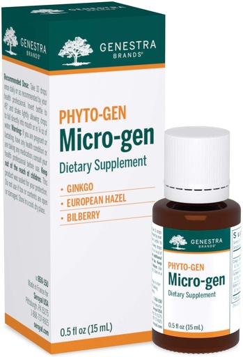 [BRSWIYIZCIIRE3Y7] Genestra Brands Micro-gen | Gingko, European Hazel, and Bilberry Herbal Supplement | 0.5 fl. oz.
