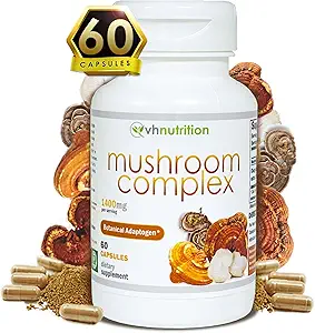 [BRSWYGAZCN5QIFYZ] VH Nutrition Mushroom Supplement | Mushroom Complex for Vitality Support* 1400mg | Adaptagen Formula Includes: Lions Mane, Chaga, Reishi, Extracts | 60 Capsules