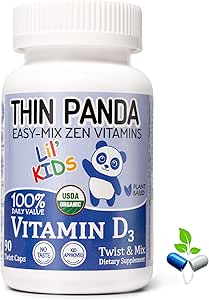 [BRSROBQPBUDQEA36] Lil' Kids Organic Vitamin D3 Supplement | 100% Of Your RDA | For Strong Bones & Healthy Immunity | Unique Twist & Mix Design | GMO Gluten Vegan & Taste Free | For Toddlers Ages 3 & Under | 90 Servings