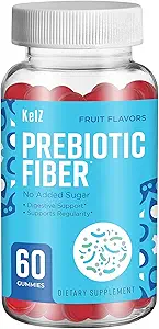 [BRSRMBAOCR6GEYIY] KelZ Prebiotic Fiber Supplement Gummies, Fruit Flavors, 60 Count (Pack of 1)