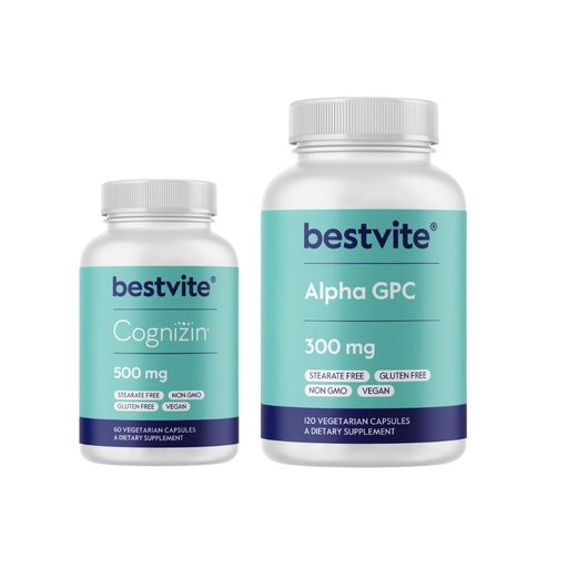 [BRSRAED7AQMRY2Y7] BESTVTIE Cognizin 500mg & Alpha GPC 300mg - No Stearates - Brain Supplements for Memory and Focus