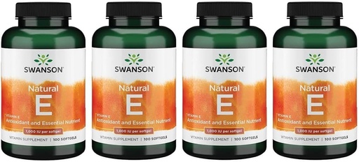 [BRSWGAANOJYQEHTK] Swanson Vitamin E - Natural Vitamin Supplement Promoting Cardiovascular Health - Natural Formula Delivering Essential D-Alpha Tocopherols - (100 Softgels, 1000 IU Each) (4 Pack)