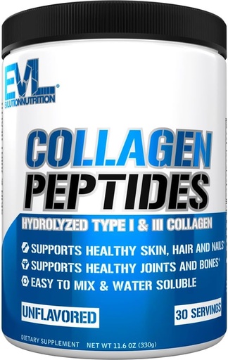 [BRSW2HDQDIGWKFDA] Evlution Nutrition Collagen Peptides Порошок, Premium Hydrolyzed Collagen для підтримки здорового шкіри, волосся, бони, суглоби, нігті та більше (30 сервінгів)