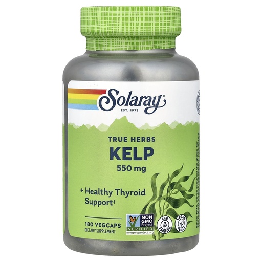 [BRSWIYQAO4FQ4ETA] SOLARAY Kelp 550 mg with Folic Acid for Healthy Thyroid Function, Energy & Metabolism Support | Non-GMO | 180 VegCaps