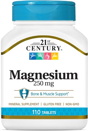 [BRSWIZAAOQHR4FTK] 21st Century Magnesium 250 mg Tablets, 110 Count