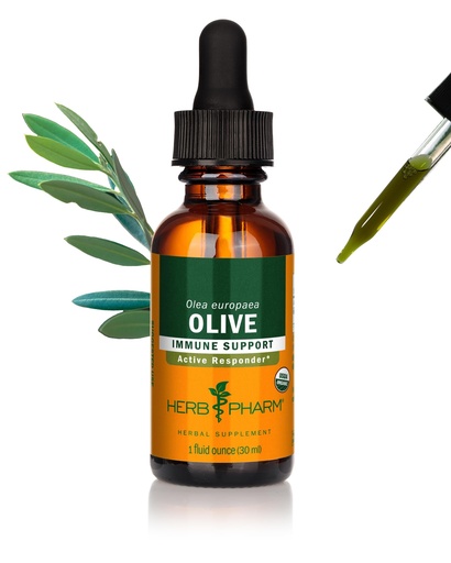 [BRSWIYYMOMIWMHDK] Herb Pharm Certified Organic Olive Leaf Liquid Extract Drops for Immune System Support, 1 Oz