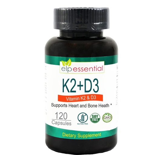[BRSRMHAZO4MQKHI7] ELP ESSENTIAL Vitamin K2 with D3 Supplement Bone and Heart Health,Capsules K2+D3 Vitamins 120 Capsules