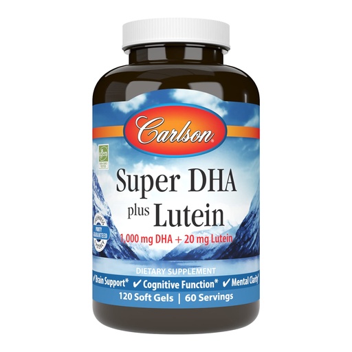 [BRSWGFIDCQOQECYU] Carlson - Super DHA Plus Lutein, 1000 mg DHA + 20 mg Lutein, 120 Softgels