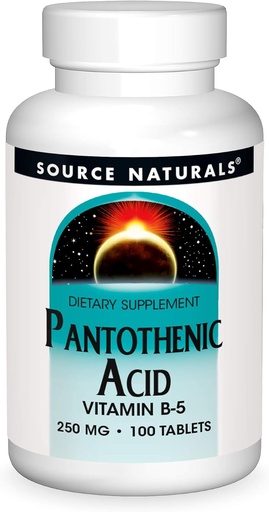 [BRSWIYT3OMAGGCTG] Source Naturals Acide pantothénique 250 mg Vitamine B-5 Supplément alimentaire - 100 comprimés