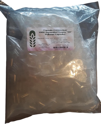 [BRSRAY3RB56AYCQV] Capsule Connection Separated Empty Pullulan Capsules, 00" Size, Vegan & Vegetarian (1000)