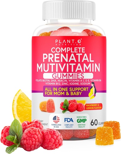 [BRSRA2YHBZ6B4E3K] Prenatal Gummies for Women with DHA, Folate, Vitamin B C D | Delicious Multivitamin Blend for Fetal and Neural Support, Bones, Energy & Immunity During Pregnancy