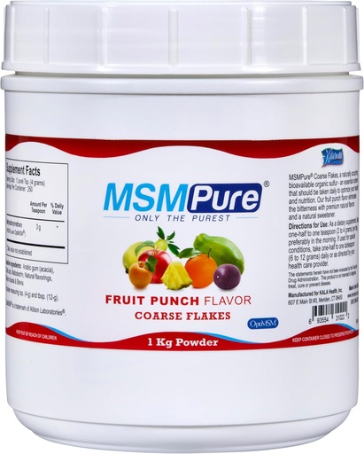 [BRSRABQNBB5WMA3U] KALA HEALTH MSMPure Fruit Punch Flavored Coarse MSM Powder Flakes – US-Made MSM for Joint Health, Skin Appearance, and Hair & Nail Support – 2.2 lb, Organic Sulfur