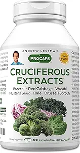 [BRSWGBQCA55AOCY2] ANDREW LESSMAN Cruciferous Extracts 180 Capsules - High Levels of Glucosinolates and Sulforaphane from Broccoli, Red Cabbage, Mustard Seed, Wasabi, Brussels Sprouts and Kale Extracts, No Additives