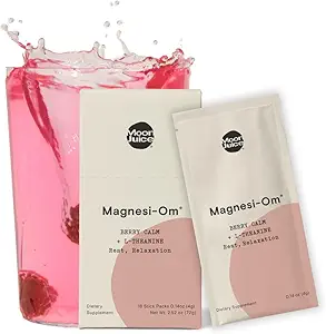 [BRSROGIBOQJWC3A2] Moon Juice - Magnesi-Om, Berry & Blue Lemon - Sticks (14 Servings) - Support Brain Health, Rest - Magnesium Powder - L-Theanine - Regularity - 100% Traceable - Vegan, Non GMO - 0.14oz