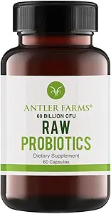 [BRSRAZICCAHRQCD6] Antler Farms - Raw Probiotics for Digestive Health 60 Billion CFU, 60 Capsules - Prebiotics & Probiotics with Digestive Enzymes, 100% Vegan, Non-GMO, Shelf-Stable for Women & Men