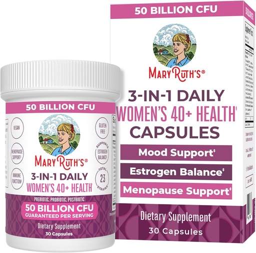 [BRSRMBICAB5ROFD7] MaryRuth Organics 3-in-1 Daily Health 40+ Probióticos para las mujeres sometidas clínicamente probados Silencio Estrógeno Suplemento para las mujeres ← 50 Billion CFU ← Allergen Gratis ← 30 ct