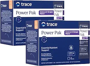 [BRSWYCALAB6WAFYV] Trace Minerals Power Pak - Daily Health Supplement with Vitamins & Minerals - Supports Immune Health & Hydration - Concord Grape (60 Servings)
