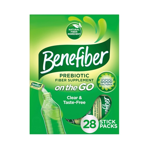 [BRSWIHL2OMNBSFTC] Benefiber On The Go Prebiotic Fiber Supplement Powder for Digestive Health, Daily Fiber Powder, Unflavored Powder Stick Packs - 28 Sticks (3.92 Ounces)