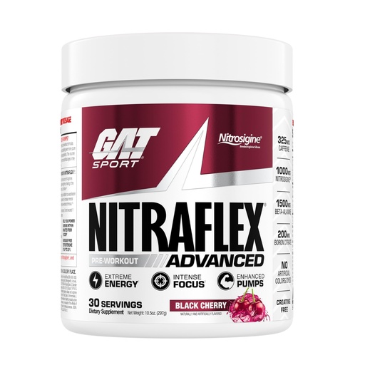 [BRSWIGD3OMIAE2IZ] GAT SPORT Nitraflex Advanced Pre-Workout Powder, Increases Blood Flow, Boosts Strength and Energy, Improves Exercise Performance (Black Cherry, 30 Servings)