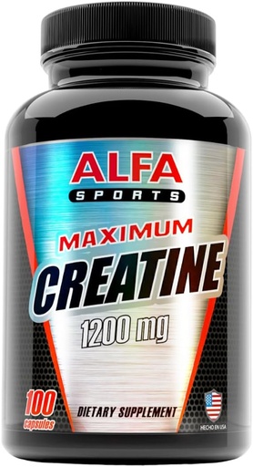 [BRSWIHT4BQOAOFDG] ALFA VITAMINS Maximum Creatine Monohydrate 1200 Mg 100 Capsules. Muscle Mass - Muscle Growth - Post Workout Recovery. Reduces Effects of Lactic Acid