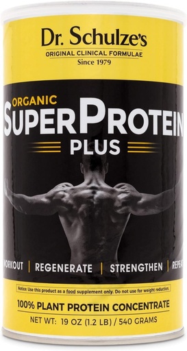 [BRSWKH3YDIBGGHTB] Dr. Schulze's | SuperProtein Plus | 100% Plant Protein Concentrate | Organic Powder Mix | Vitamin B-12 & Spirulina | Dietary Supplement | Build Strong Muscle | Enhance Workout Recovery | 19 Oz.