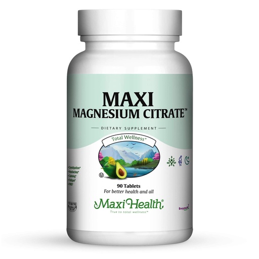 [BRSWIAQQCJ6WKCQ7] Maxi Health Magnesium Citrate Supplement – Magnesium for Women & Men – Support Energy Production, Calcium Absorption, Muscle, Nerve, and Bone Strength – Natural & Kosher, 90 Tablets