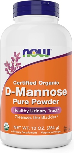 [BRSRMBQ3CIPAAETD] NOW Foods Pure, Organic D-Mannose 10 oz Powder - Bladder Cleanse and Urinary Tract Health Supplement - Non-GMO - Vegan Friendly - 2000mg / 2 Grams per Serving